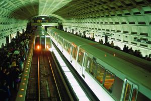 USA, Washington DC, Metro subway station, elevated view