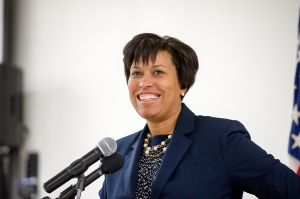 Washington, D.C. Mayor Muriel Bowser speaks at a D.C. Fire and EMS graduation ceremony for new recruits