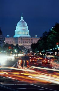 USA, Washington DC, The Capitol, Pennsylvania Avenue, long exposure