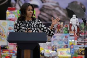 First Lady Michelle Obama Speaks At Toys For Tots Event On Joint Base Anacostia-Bolling