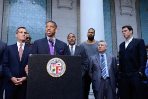 Los Angeles Mayor Eric Garcetti, Sacramento Mayor Kevin Johnson And NBA Players Press Conference