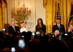 Us President Barack Obama and First Lady attend a Hanukkah reception