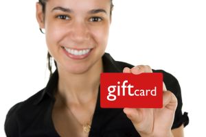 Woman with gift card