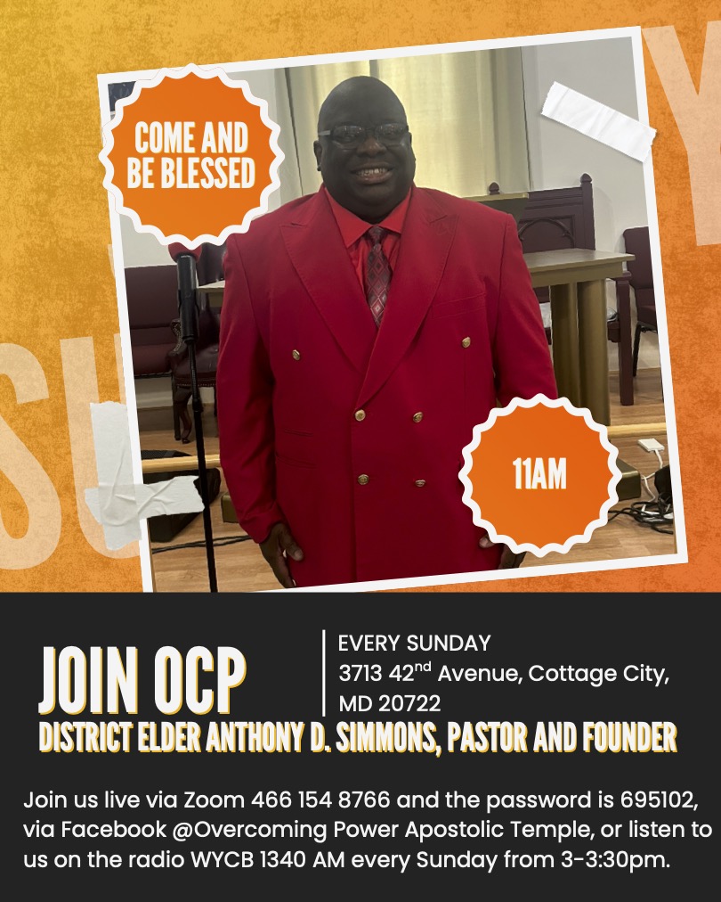 Overcoming Power Apostolic Temple With District Elder Anthony D. Simmons, Pastor and Founder